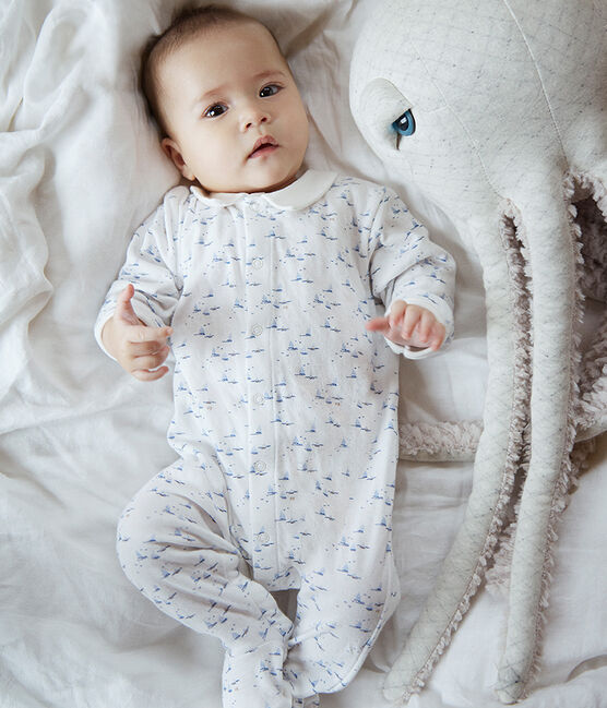 Baby Boys' Tube Knit Sleepsuit MARSHMALLOW white/MULTICO white