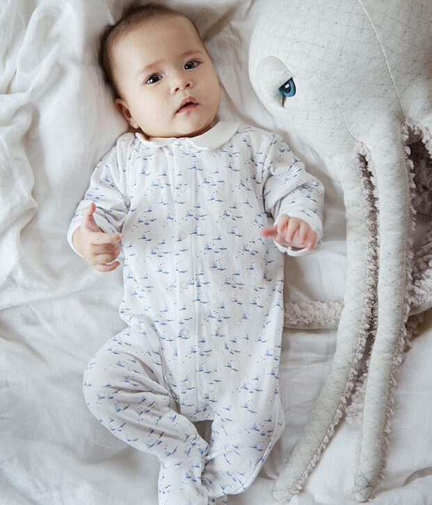 Baby Boys' Tube Knit Sleepsuit white/multicolor