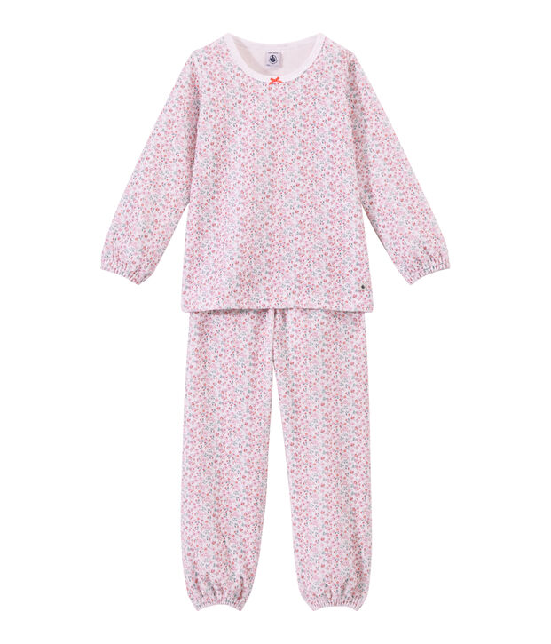 Girl's print velour pyjamas white/multicolor