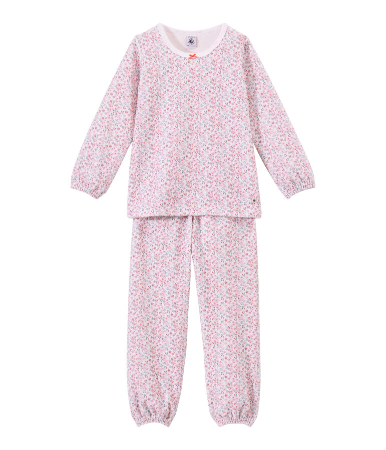 Girl's print velour pyjamas white/multicolor