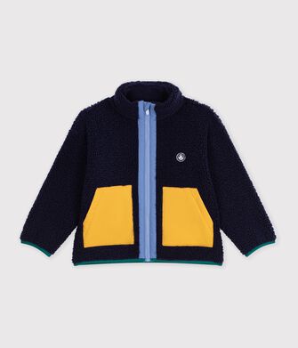 Children's jacket in plain colourblock sherpa