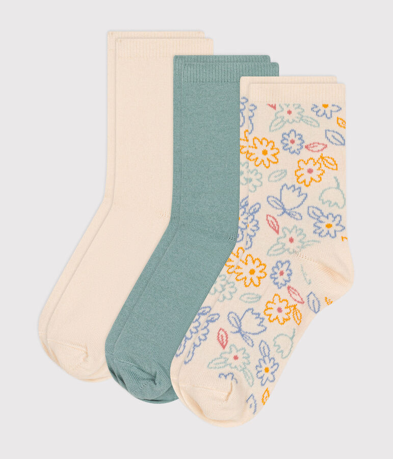 Children's floral cotton socks - 3-pack multicolor