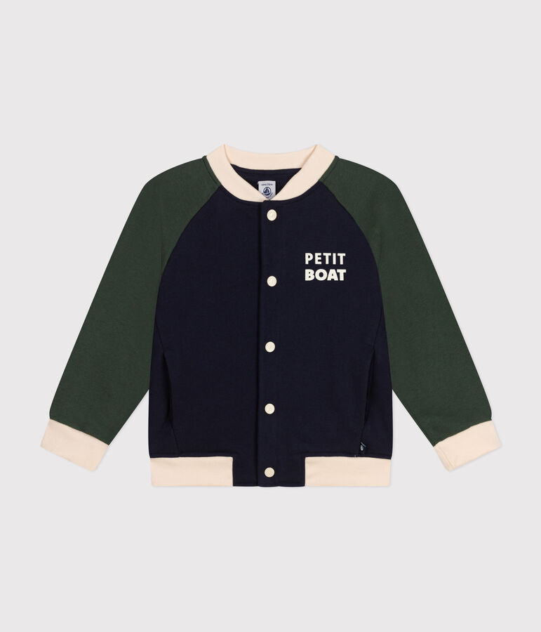 Boys' fleece baseball jacket SMOKING blue/MULTICO white