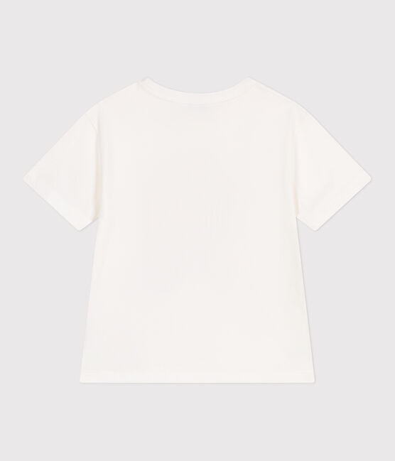 Children's short-sleeved printed cotton T-shirt MARSHMALLOW white