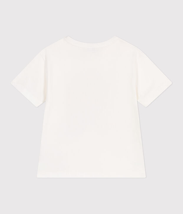 Children's short-sleeved printed cotton T-shirt white