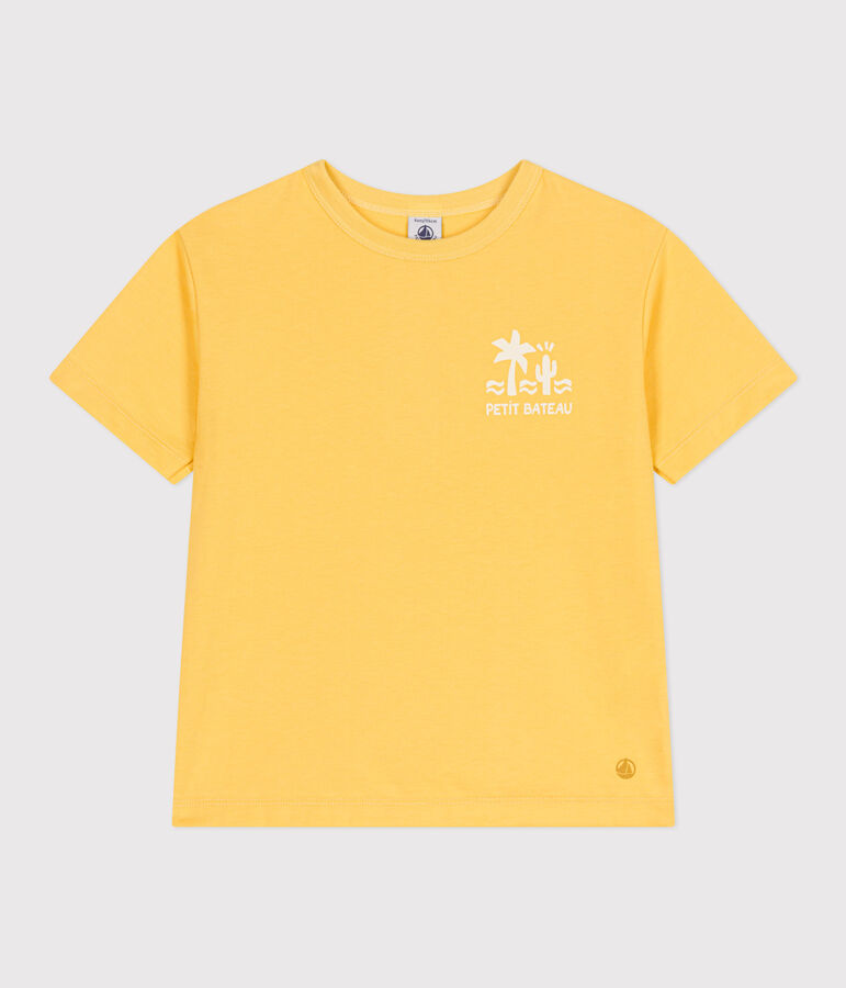 Children's short-sleeved printed cotton T-shirt yellow