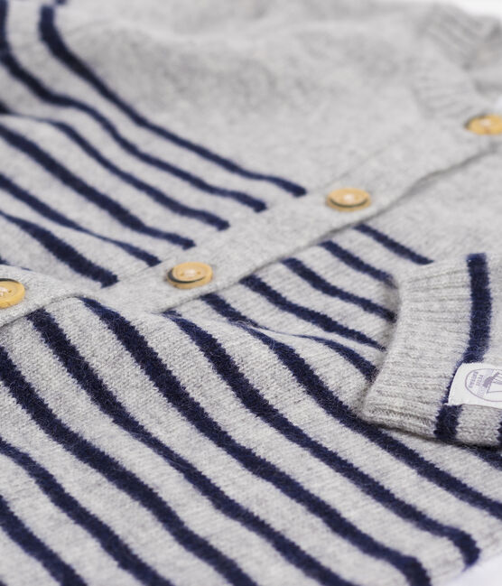 Babies' Long Jumpsuit in 100% Cashmere SUBWAY grey/SMOKING blue