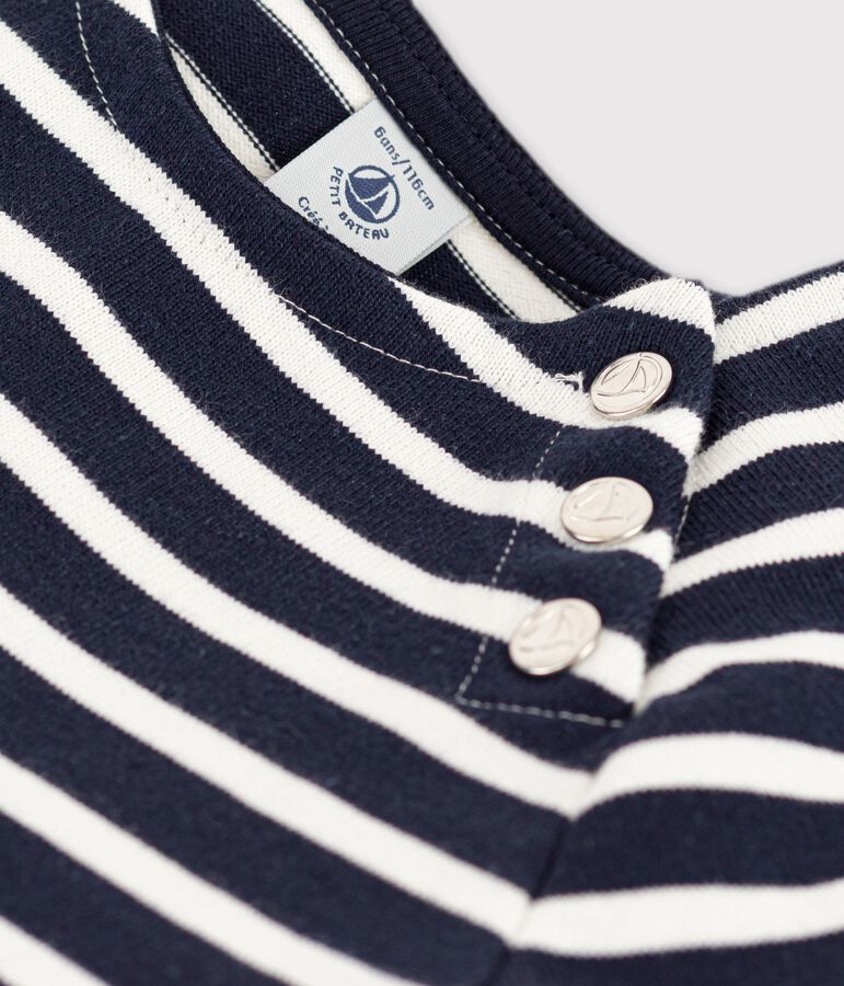 Girls' Short-Sleeved Cotton Dress blue/white