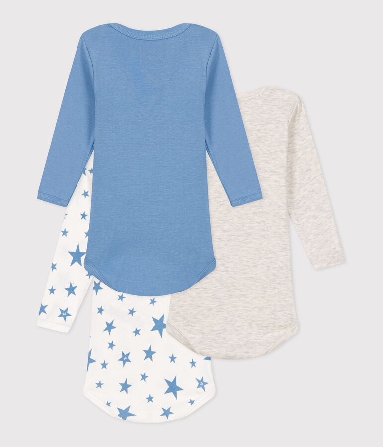 Babies' long-sleeved printed cotton bod pies - 3-pack multicolor