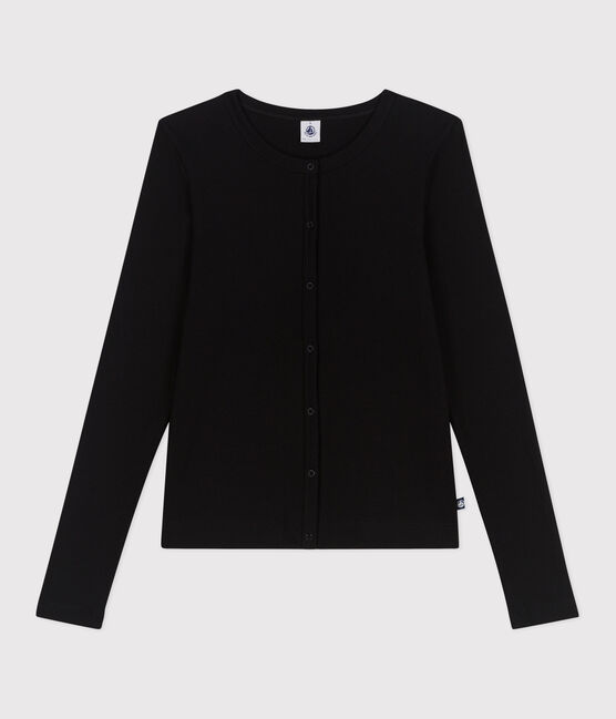 Women's plain cotton cardigan BLACK black
