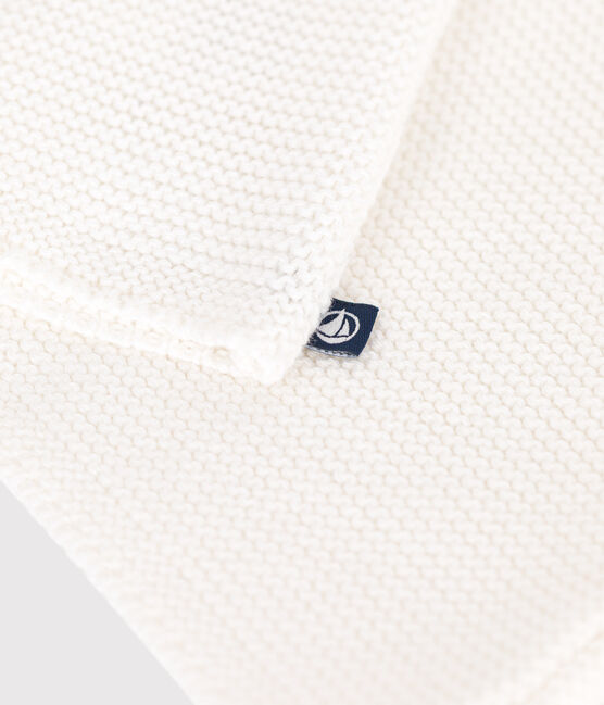 Babies' moss stitch cotton cardigan MARSHMALLOW white