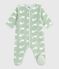 Babies' winter onesie in whale-print fleece SAULE /MARSHMALLOW