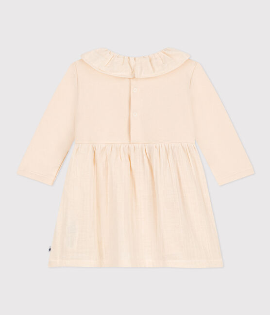 Babies' Long-Sleeved Dual Material Dress AVALANCHE Ecru