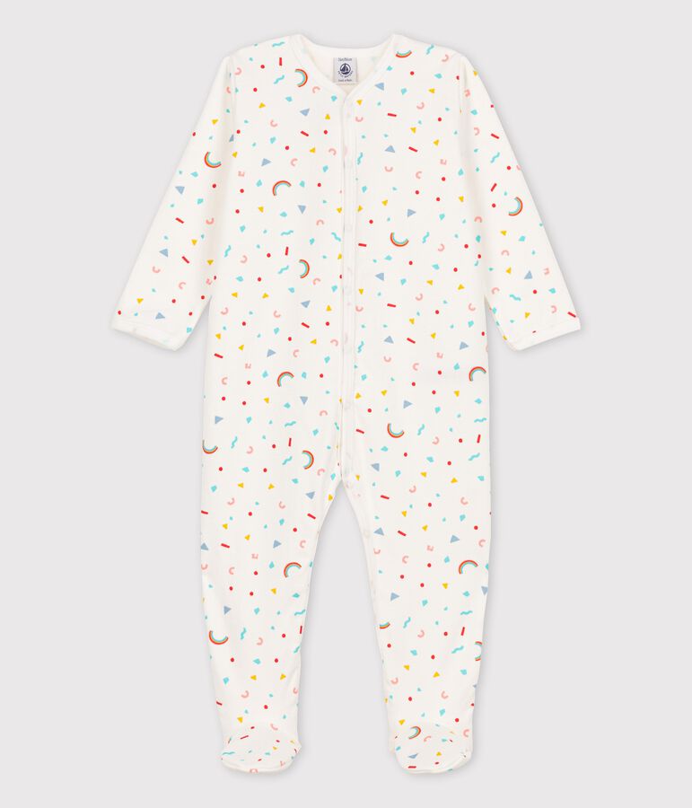 Babies' Fleece Sleepsuit MARSHMALLOW white/MULTICO white