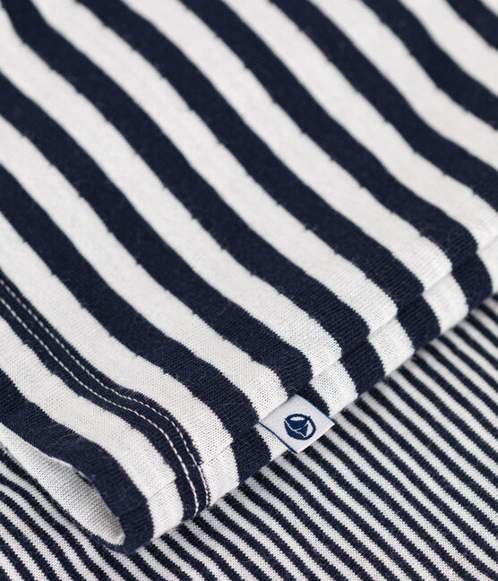 Children's stripy cotton pyjamas SMOKING blue/MARSHMALLOW white