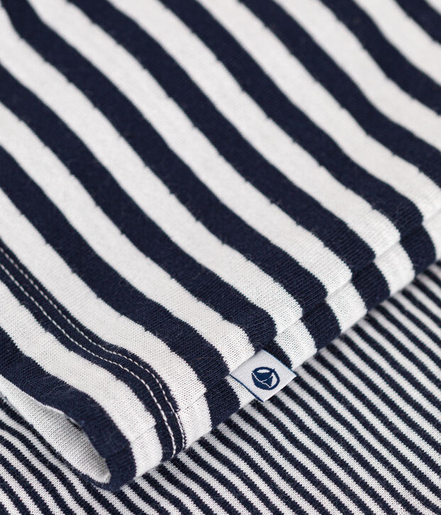 Children's stripy cotton pyjamas blue/white