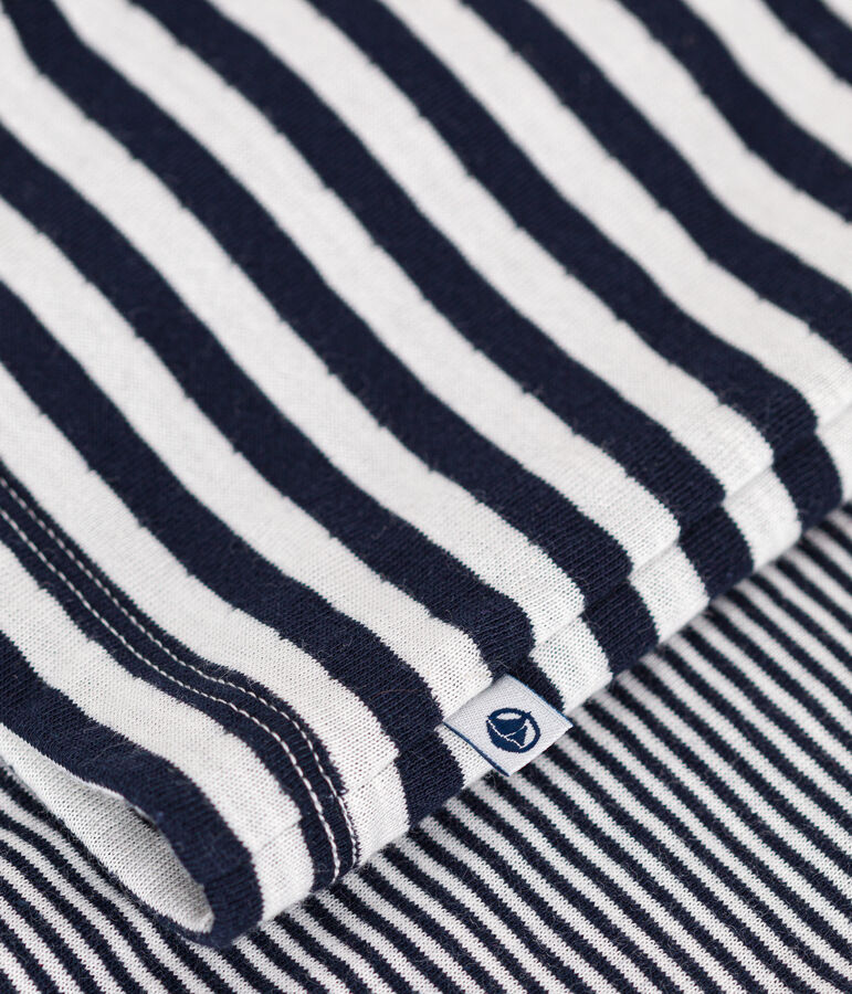 Children's stripy cotton pyjamas blue/white