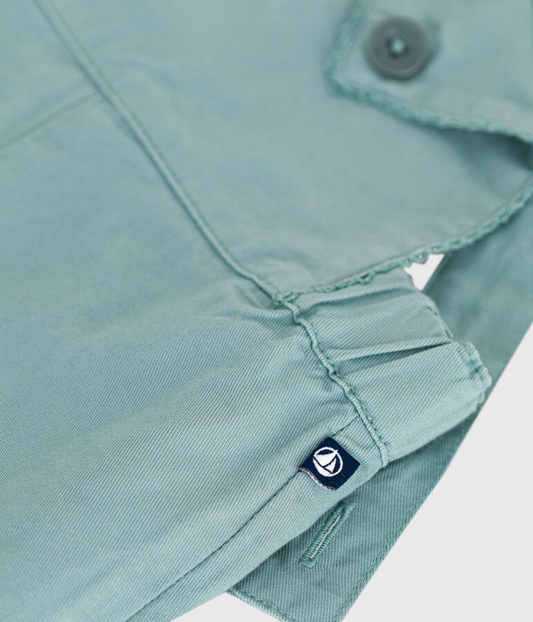 Babies' short-legged plain cotton dungarees green