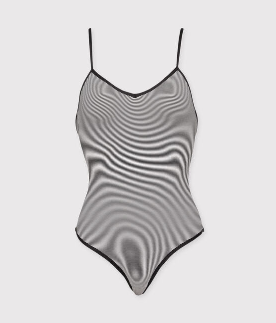 Women's 1-piece swimsuit ABYSSE blue/LAIT white