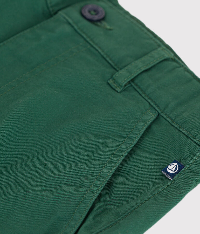 Children's plain cotton twill Bermuda shorts green