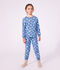 Children's fleece pyjamas with hearts blue/white