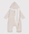 Babies' plain padded jumpsuit with a hood and feet MONTELIMAR CHINE beige