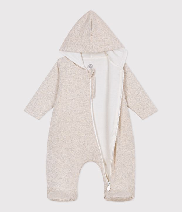 Babies' plain padded jumpsuit with a hood and feet MONTELIMAR CHINE