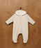 Babies' plain padded jumpsuit with a hood and feet MONTELIMAR CHINE beige