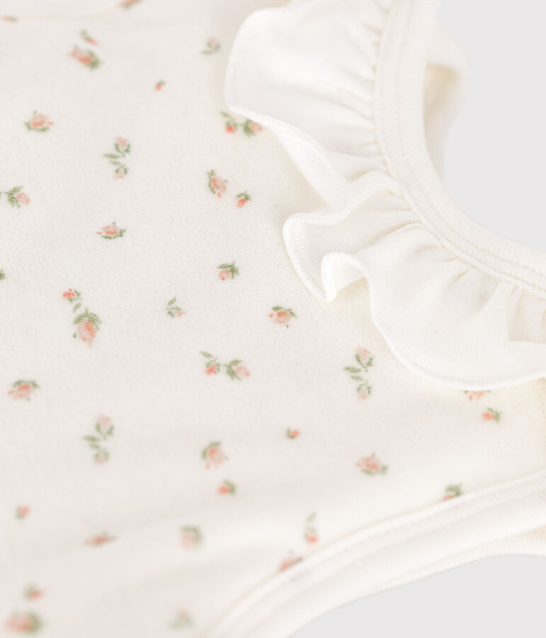 Babies' floral velour TOG3 sleeping bag white/multicolor