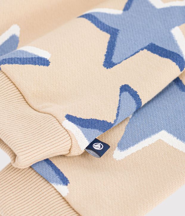 Babies' heart-print cotton sweatshirt beige/multicolor