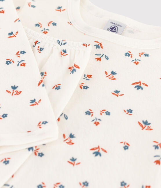 Girls' Floral Tube Knit Pyjamas MARSHMALLOW white/MULTICO white