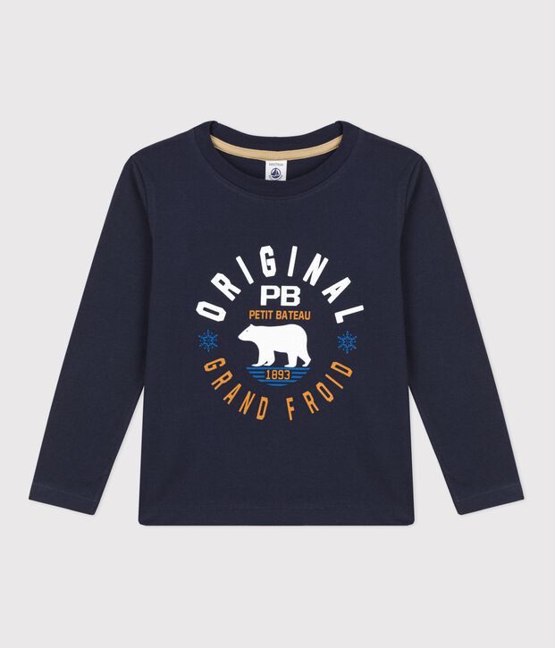 Boys' Long-Sleeved Cotton T-Shirt blue/blue