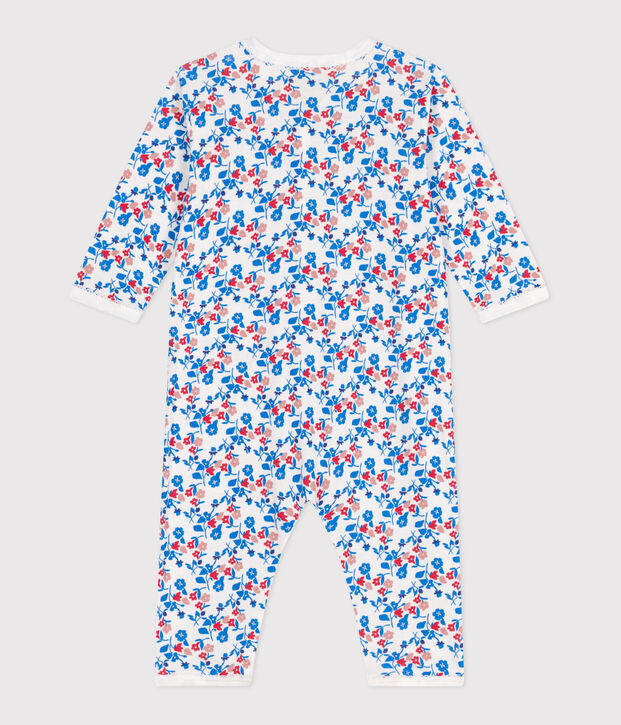 Babies' footless floral cotton pyjama suit white/multicolor