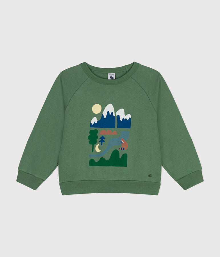 Boys' fleece sweatshirt PALMERAIE green