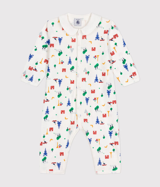 Babies' Paris Print Footless Cotton Pyjamas MARSHMALLOW white/MULTICO white