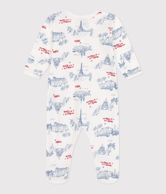 Babies' Paris themed cotton pyjamas MARSHMALLOW white/MULTICO white