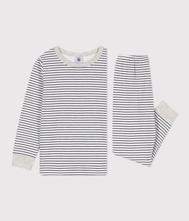 Children's Unisex Striped Tube Knit Pyjamas white/blue