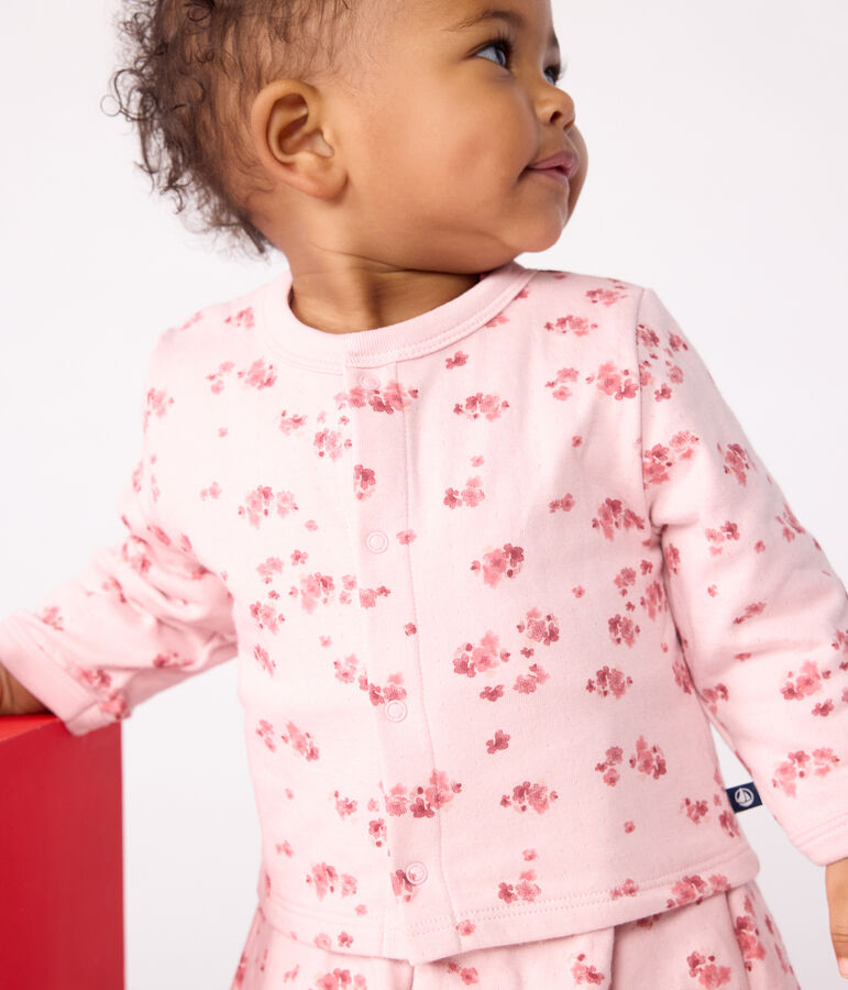 Babies' floral-print cotton cardigan pink/multicolor