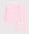 Girls' Ribbed Pink Floral Pyjamas MARSHMALLOW white/GRETEL pink