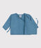 Babies' wool and cotton openwork knit wrapover top ADRIATIC