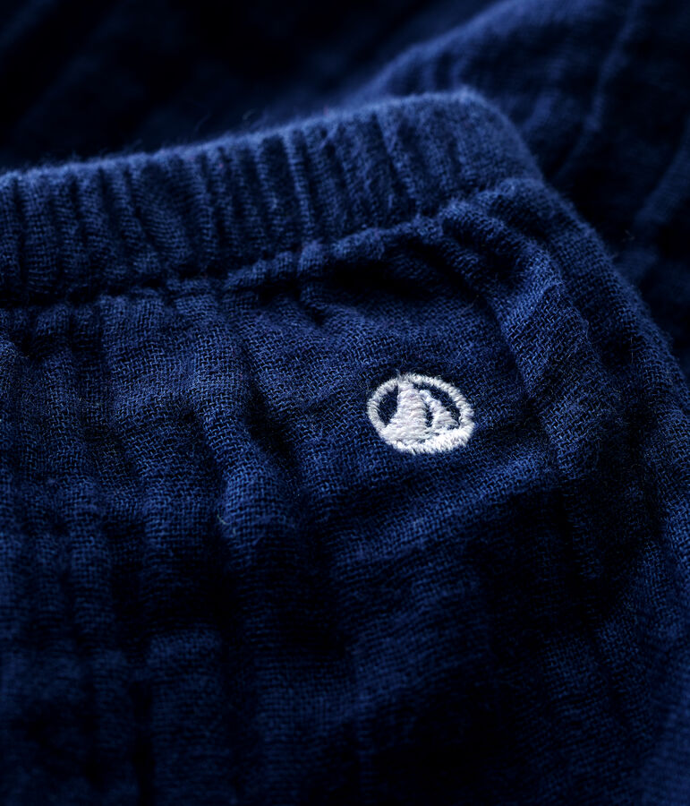 Babies' Organic Cotton Gauze Trousers SMOKING blue