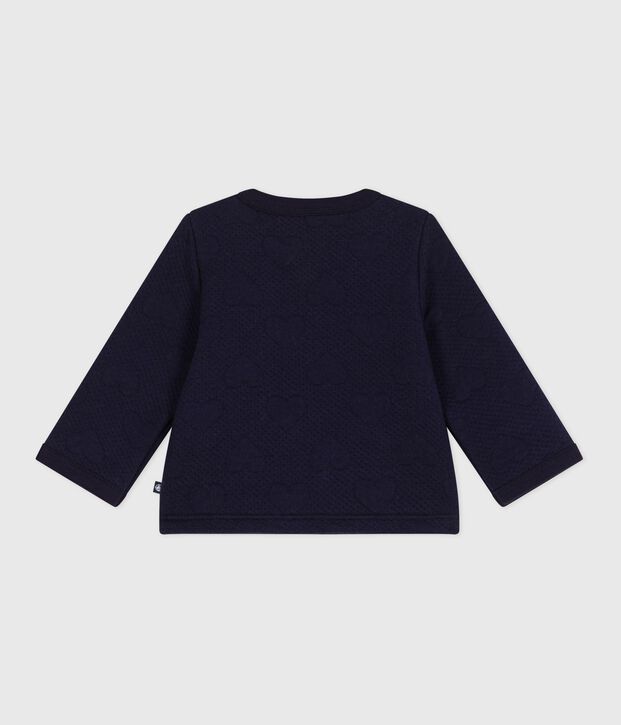 Babies' cardigan in thick cotton with a heart pattern blue