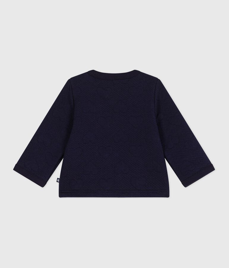 Babies' cardigan in thick cotton with a heart pattern blue