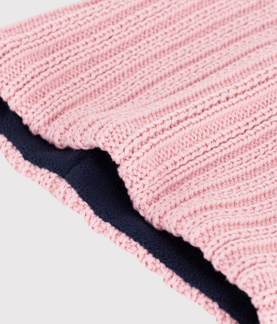Children's fleece-lined knitted snood CHARME pink