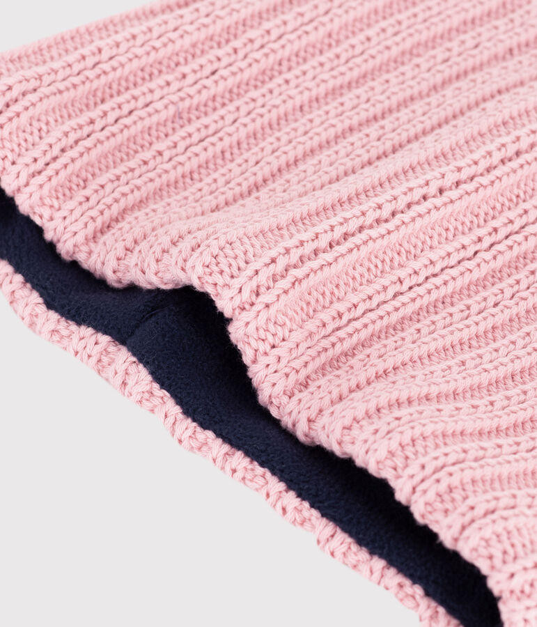 Children's fleece-lined knitted snood pink