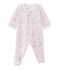 Baby girl's sleepsuit in a floral double knit ECUME white/MULTICO white