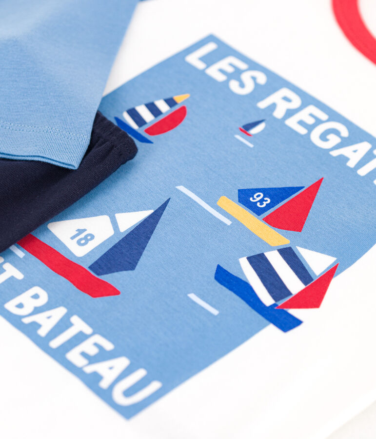 Children's long-sleeved cotton pyjamas SMOKING blue/MULTICO white