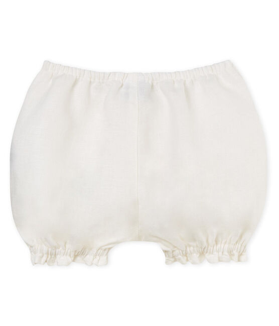 Baby girls' linen bloomers MARSHMALLOW white