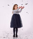 Children's long-sleeved stripy cotton and tulle dress