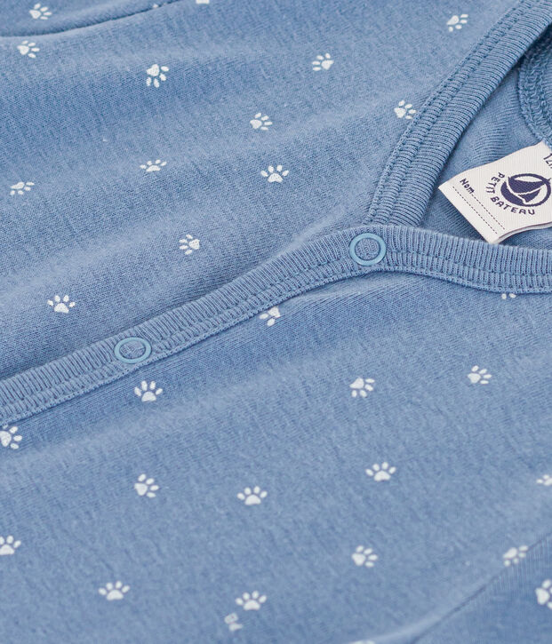 Babies' Short Cotton Playsuit blue/white